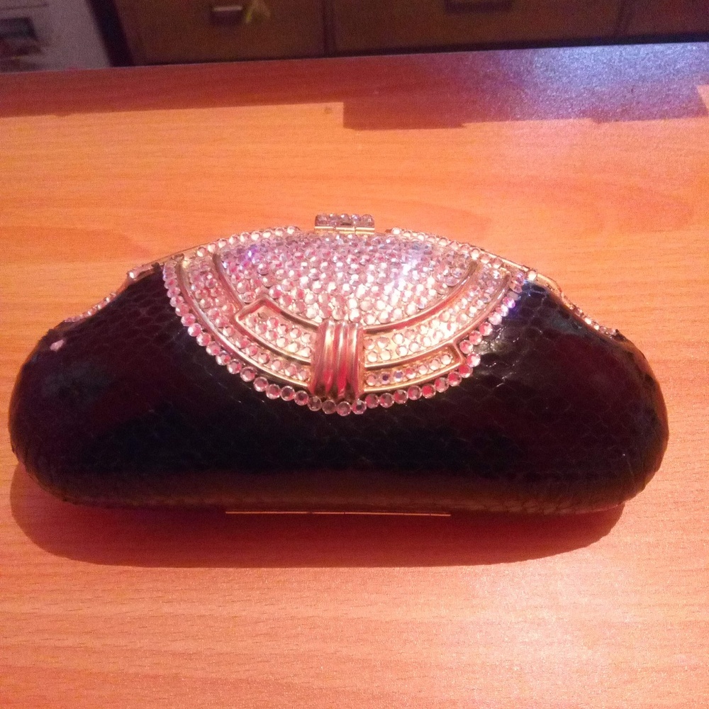 Black bedazzled chain purse